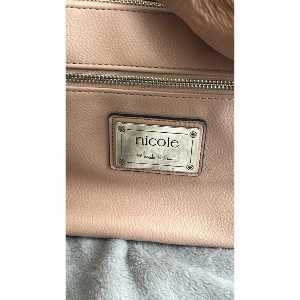Nicole By NICOLE MILLER Leather Crossbody Handbag Three Zip Pockets Purse Pink